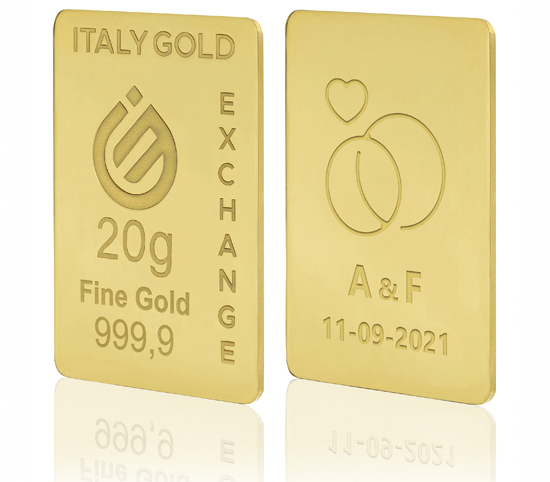 Lingou de Aur cadou pentru Căsătorie 24 K de 20 g. IGE GOLD